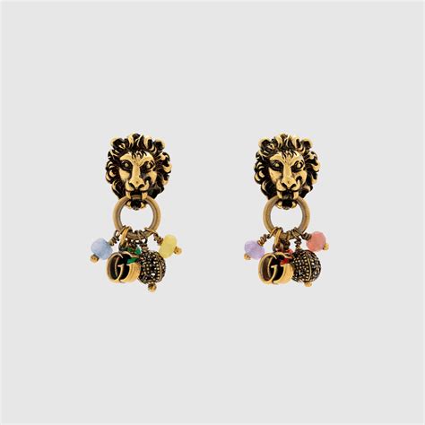 gucci lion head earrings
